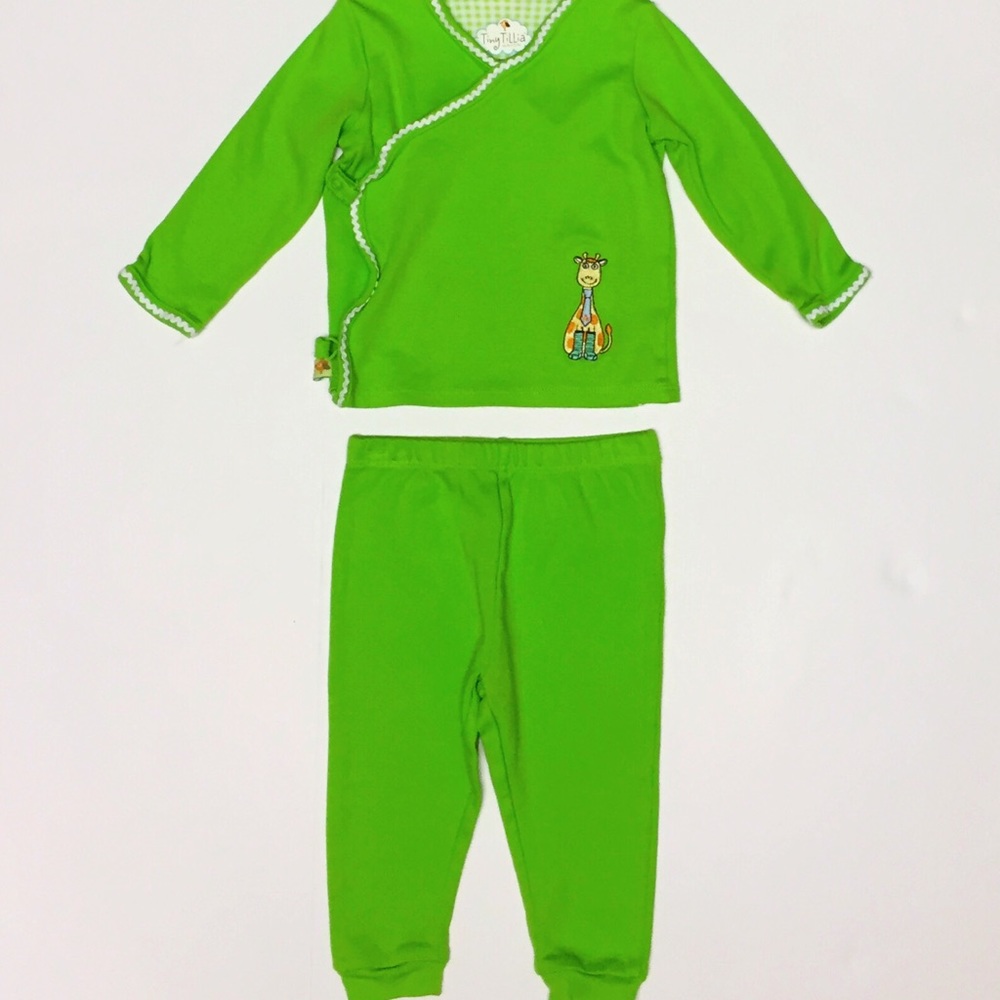 Tiny Tilla Green Giraffe Outfit - 6/9m